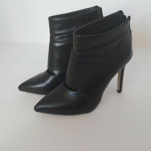 GUMANDUO Women's Leather Point Head Ankle Stiletto High Heel Boots Black Sz 5.5